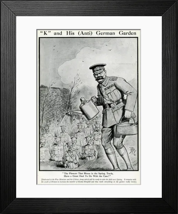 Framed Print : Cartoon, K and His (Anti) German Garden, WW1