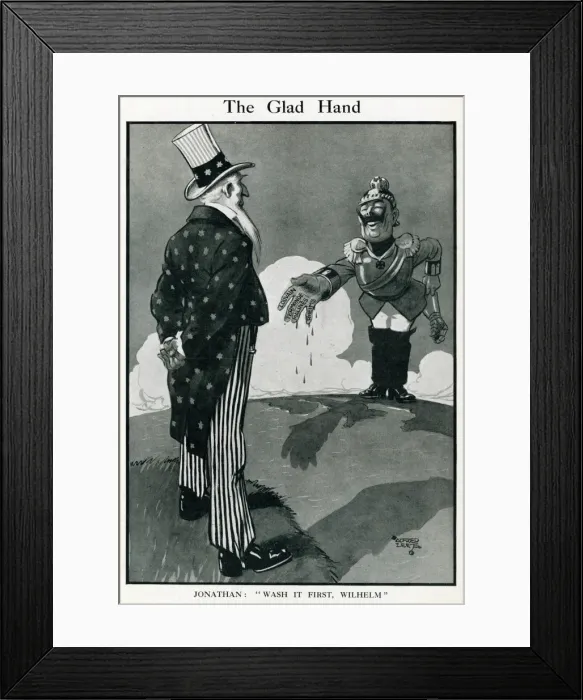 Framed Print : Cartoon, The Glad Hand, WW1 Framed Print : Cartoon, The Glad Hand, WW1