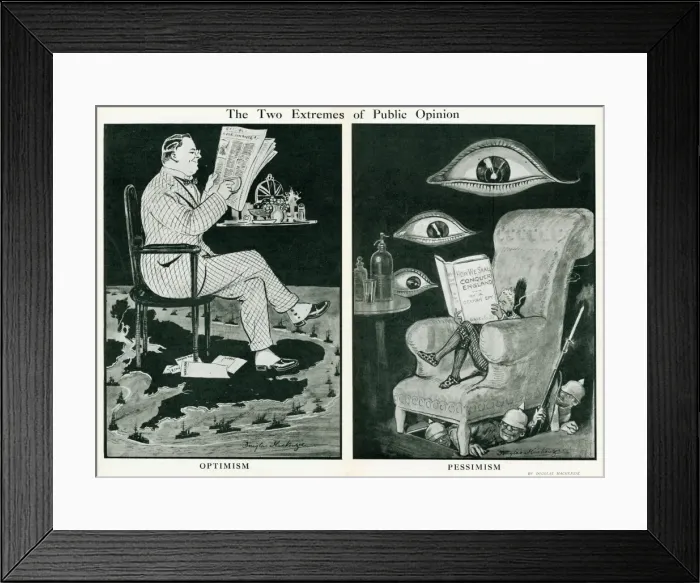 Framed Print : Cartoon, The Two Extremes of Public Opinion, WW1 Framed Print : Cartoon, The Two Extremes of Public Opinion, WW1