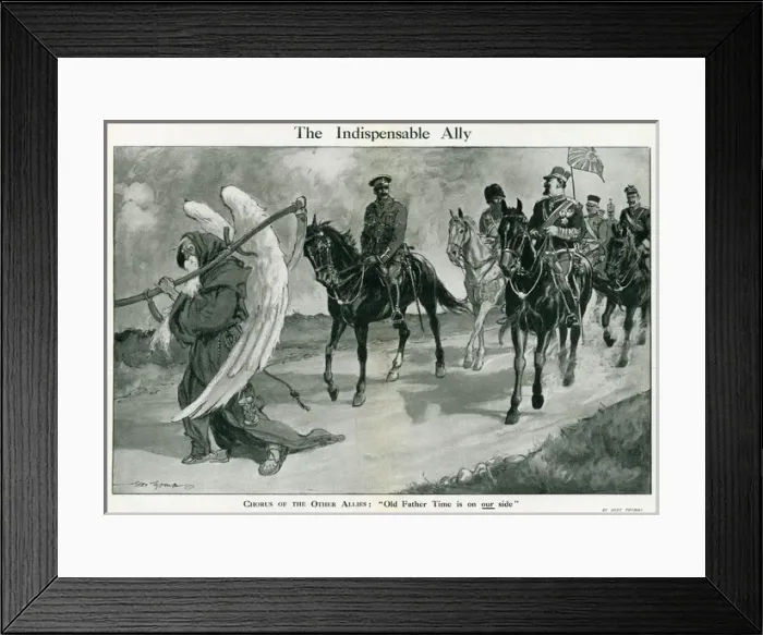 Framed Print : Cartoon, The Indispensable Ally, WW1 Framed Print : Cartoon, The Indispensable Ally, WW1
