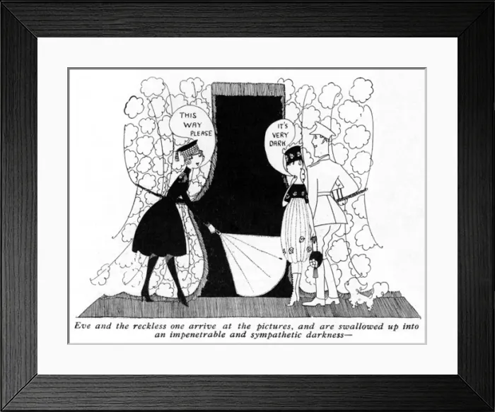 Framed Print : Eve goes to the cinema by Annie Fish Framed Print : Eve goes to the cinema by Annie Fish