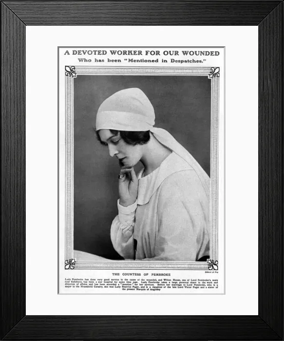 Framed Print : Countess of Pembroke as a nurse, WW1