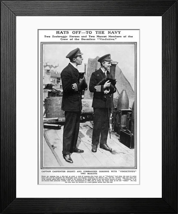 Framed Print : Captain Carpenter VC with Commander Osborne & ships mascots Framed Print : Captain Carpenter VC with Commander Osborne & ships mascots