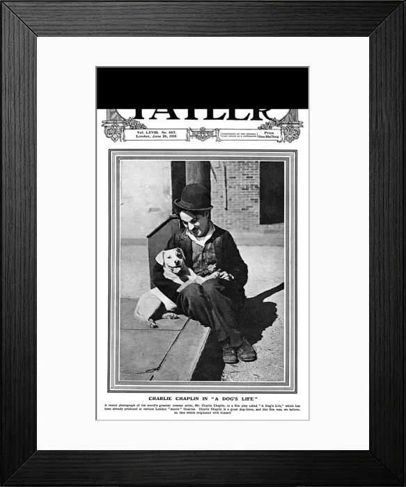 Framed Print : Tatler cover - Charlie Chaplin in A Dogs Life Framed Print : Tatler cover - Charlie Chaplin in A Dogs Life
