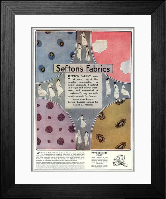 Framed Print : Sefton Fabrics advertisement Framed Print : Sefton Fabrics advertisement