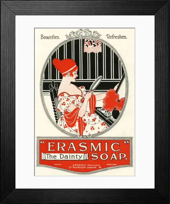 Framed Print : Erasmic soap, WW1 advertisement Framed Print : Erasmic soap, WW1 advertisement