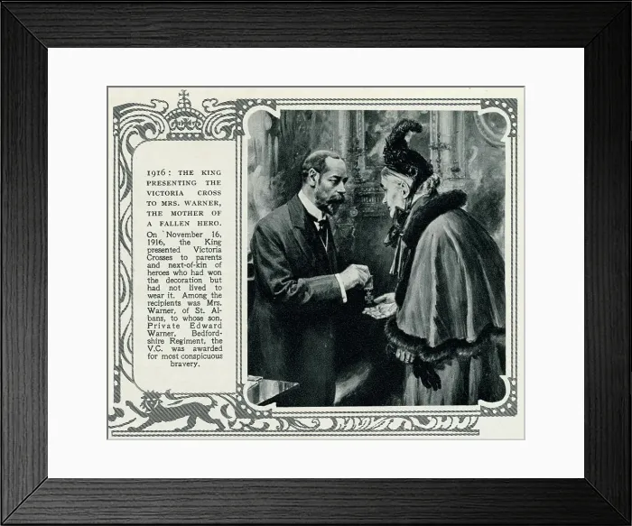 Framed Print : Fallen solder's mother receiving Victoria Cross