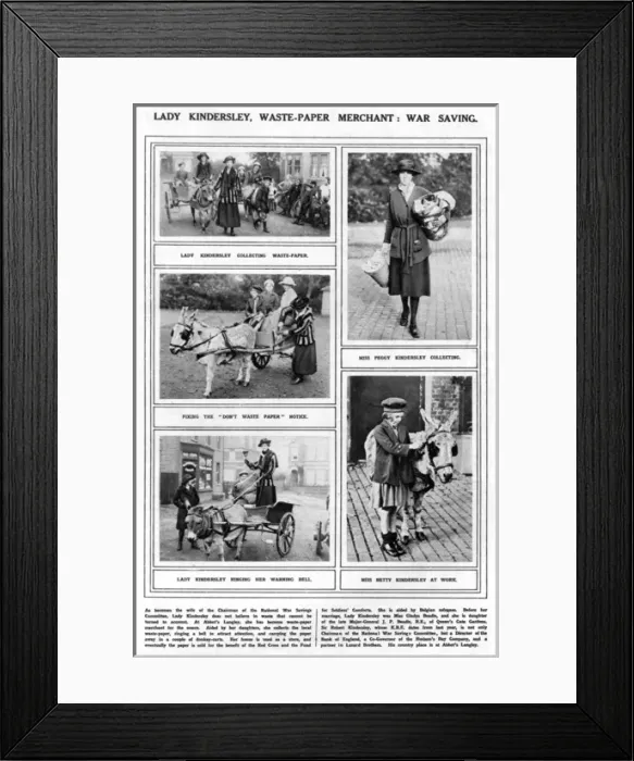 Framed Print : Lady Kindersley as a waste paper merchant, WW1 Framed Print : Lady Kindersley as a waste paper merchant, WW1