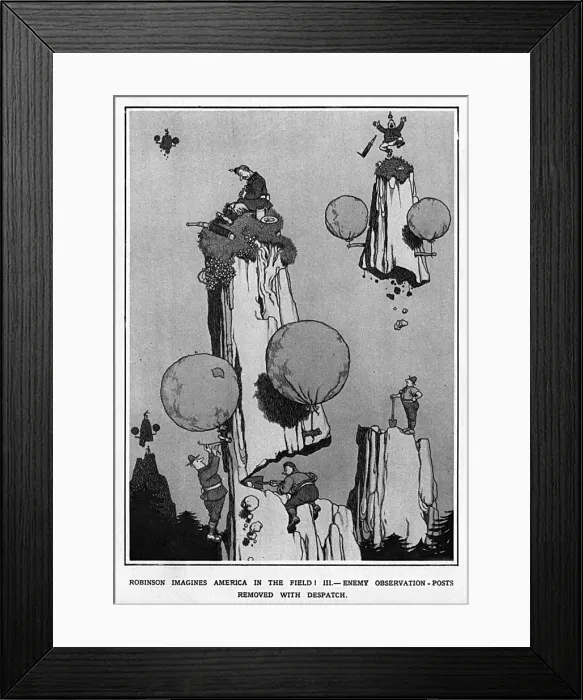 Framed Print : Enemy Observation Posts Removed by Heath Robinson, WW1 Framed Print : Enemy Observation Posts Removed by Heath Robinson, WW1