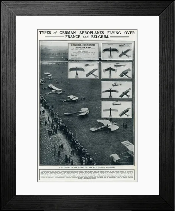 Framed Print : Types of German aeroplanes, World War One Framed Print : Types of German aeroplanes, World War One