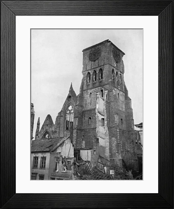 Framed Print : Church of Saint Jean in Dixmude, West Flanders, WWI Framed Print : Church of Saint Jean in Dixmude, West Flanders, WWI