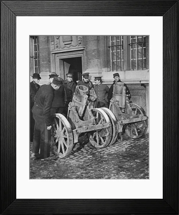 Framed Print : Trench mortars captured from the Germans, 1914