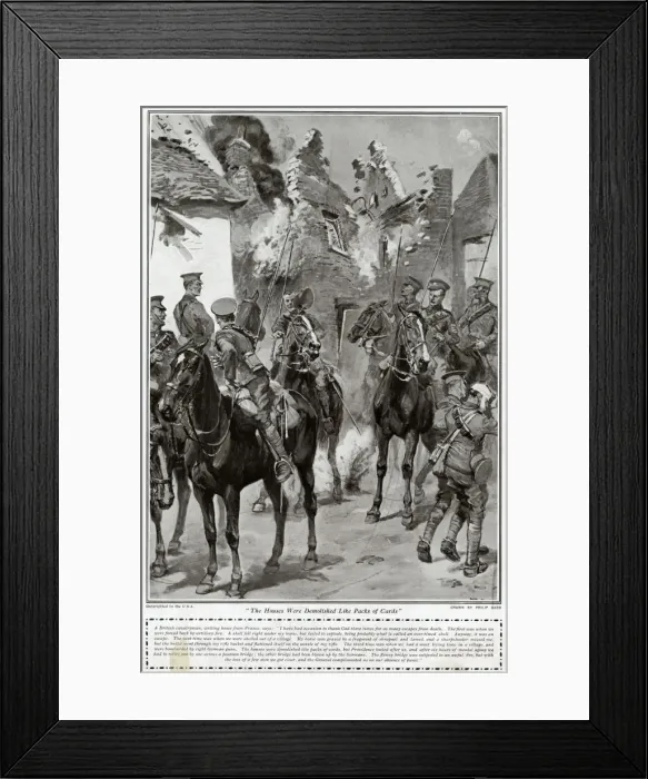 Framed Print : British cavalrymen under bombardment, 1914 Framed Print : British cavalrymen under bombardment, 1914