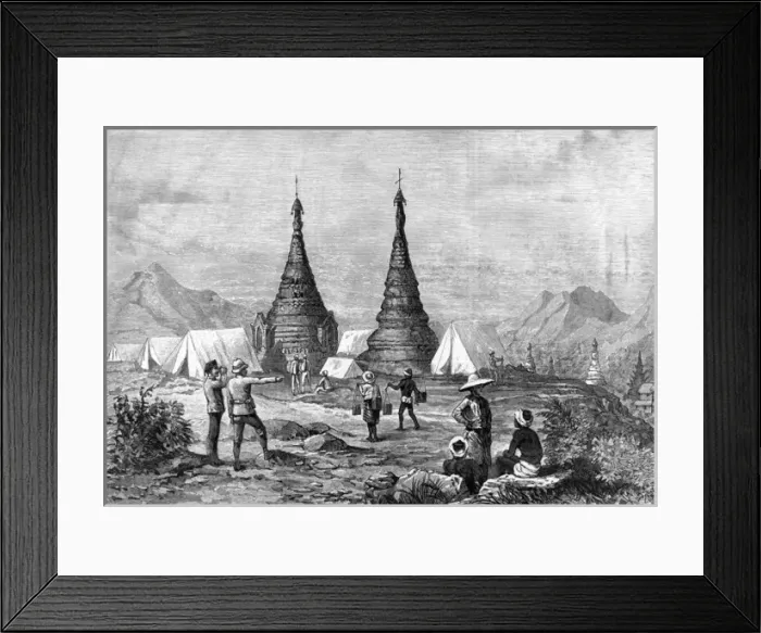 Framed Print : The British encampment at Mogok, Burma, 1887 Framed Print : The British encampment at Mogok, Burma, 1887