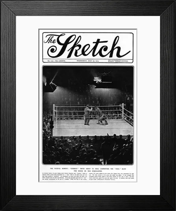 Framed Print : Sketch cover, Georges Carpentier & Gunboat Smith, 1914