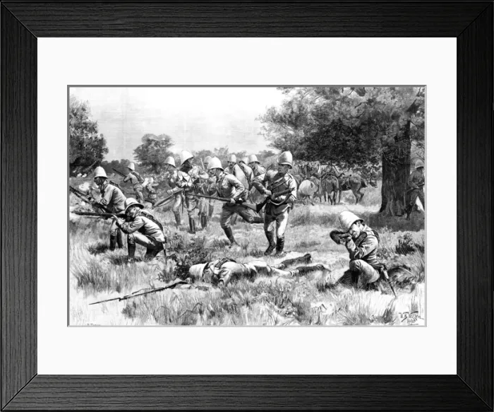 Framed Print : British troops respond to an attack in Burma, 1890