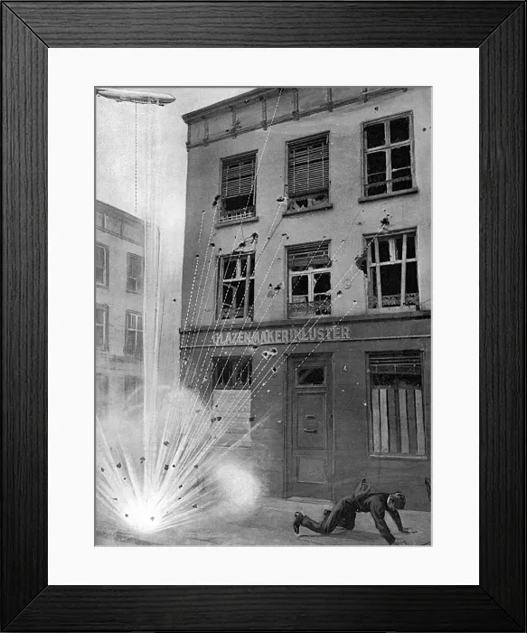 Framed Print : Zeppelin bomb explosion diagram