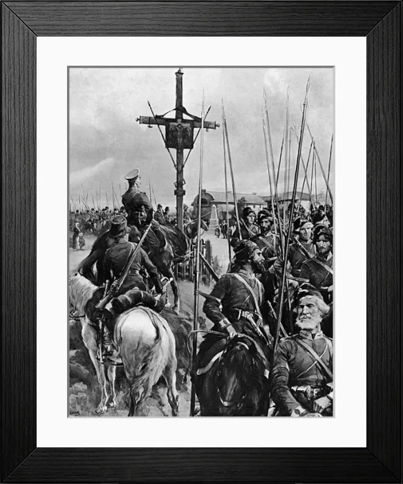 Framed Print : Cossacks pass through a Galician village Framed Print : Cossacks pass through a Galician village