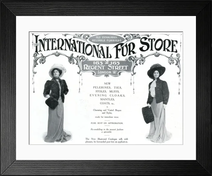 Framed Print : Advert for International Fur Store 1908 Framed Print : Advert for International Fur Store 1908