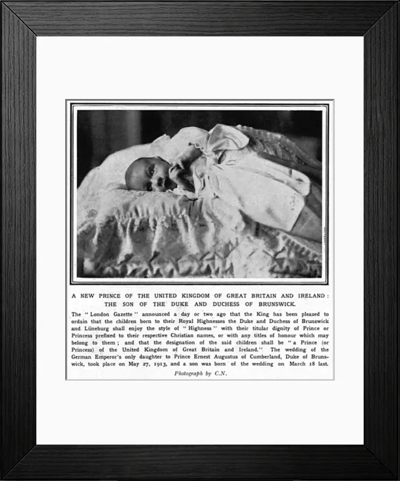 Framed Print : Prince Ernst August of Hanover as a baby, WW1 Framed Print : Prince Ernst August of Hanover as a baby, WW1