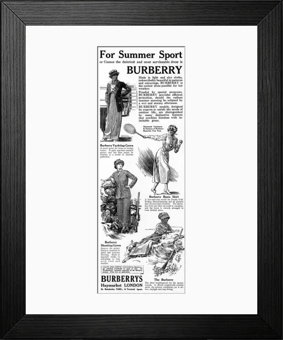 Framed Print : Burberry for summer sport, 1914 Framed Print : Burberry for summer sport, 1914