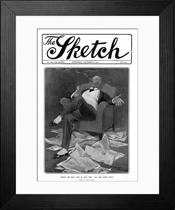 Framed Print : Sketch cover - The Arm Chair critic, WW1 Framed Print : Sketch cover - The Arm Chair critic, WW1