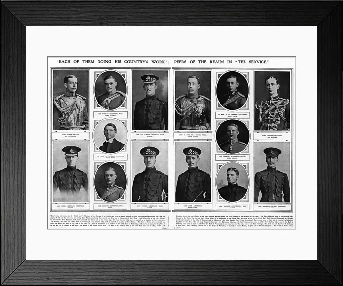 Framed Print : Peers of the Realm who had joined up, WW1 Framed Print : Peers of the Realm who had joined up, WW1