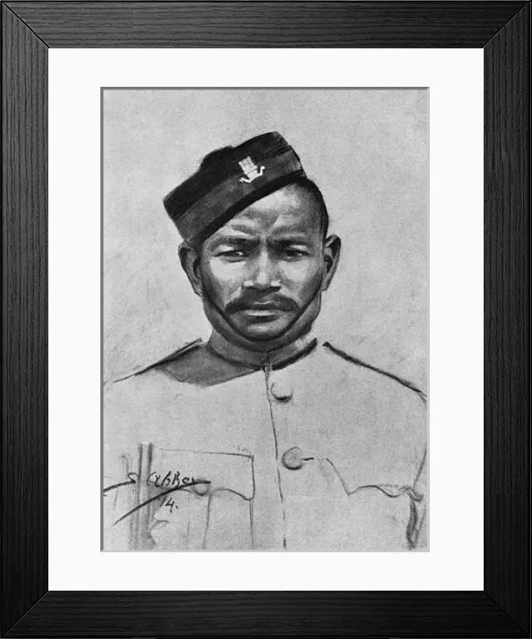 Framed Print : Portrait of a Ghurka soldier, WW1 Framed Print : Portrait of a Ghurka soldier, WW1
