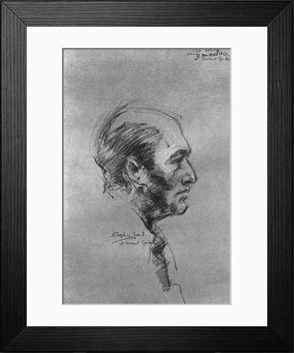 Framed Print : Georg Solti, as sketched by Stephen Ward, 1961 Framed Print : Georg Solti, as sketched by Stephen Ward, 1961