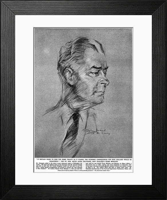 Framed Print : Mr. Keith Holyoake, as sketched by Stephen Ward, 1961 Framed Print : Mr. Keith Holyoake, as sketched by Stephen Ward, 1961