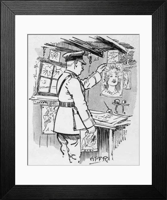 Framed Print : Bystander- Military officer collecting images of Gaby Deslys