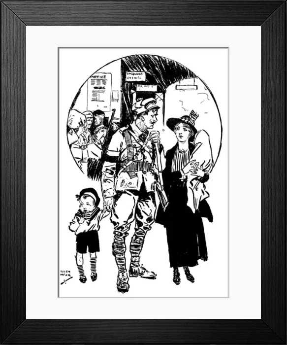 Framed Print : Soldier and family at Victoria train station, WW1 Framed Print : Soldier and family at Victoria train station, WW1