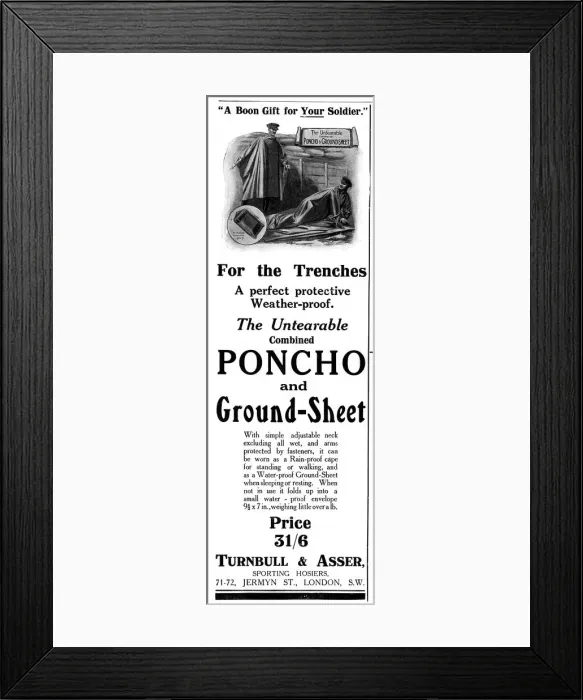 Framed Print : Combined poncho and ground-sheet, WW1