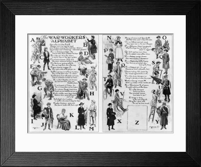 Framed Print : War Workers Alphabet