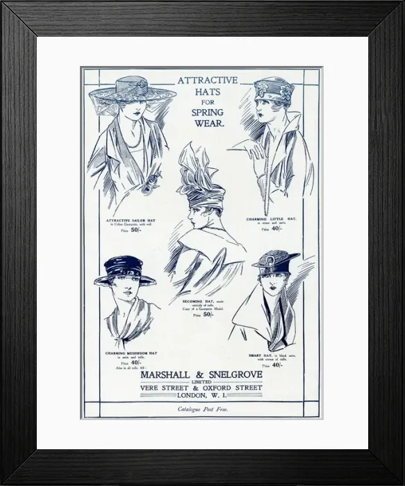 Framed Print : Advert for Marshall & Snelgrove womens hats 1917 Framed Print : Advert for Marshall & Snelgrove womens hats 1917