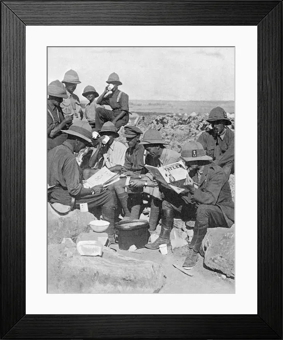 Framed Print : Reading The Tatler in Gallipoli, WW1 Framed Print : Reading The Tatler in Gallipoli, WW1