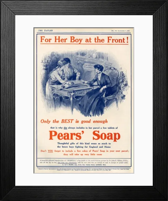 Framed Print : Pears Soap advertisement, WW1