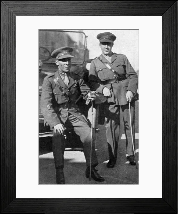 Framed Print : Two famous jockeys in khaki - Frank Wooton & G. Duller