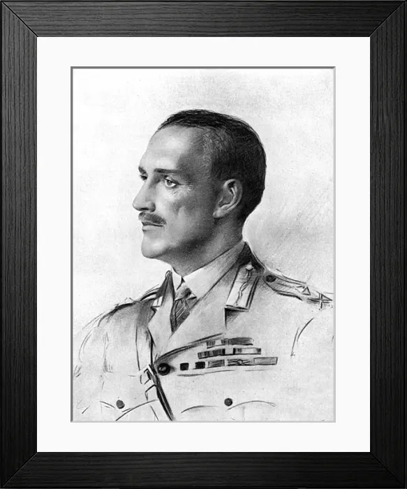 Framed Print : Major-General Sir A. Lynden-Bell by Percival Anderson, WW1 Framed Print : Major-General Sir A. Lynden-Bell by Percival Anderson, WW1