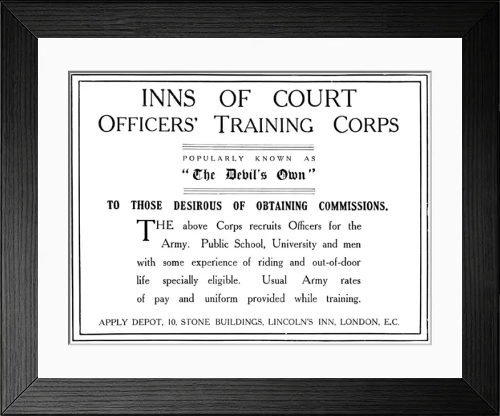Framed Print : Inns of Court OTC advertisement, WW1