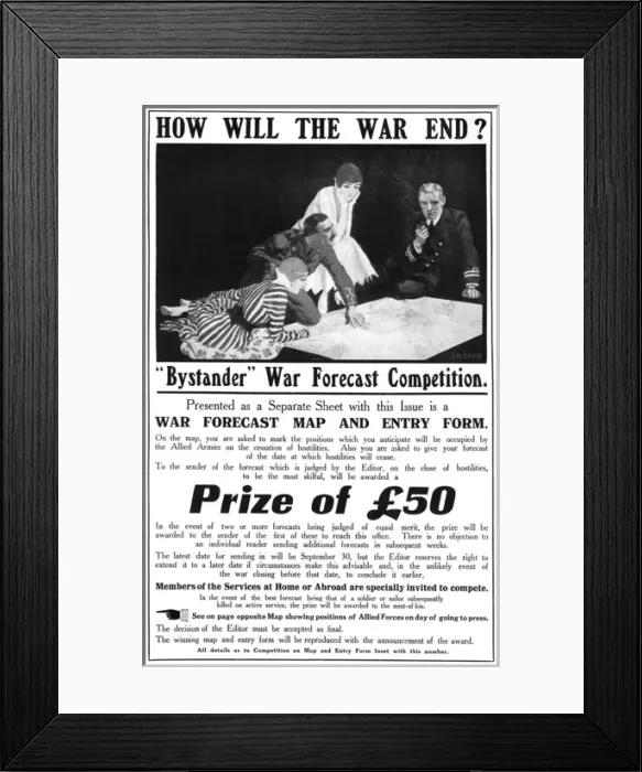 Framed Print : Bystander magazine competition, When Will the War End? Framed Print : Bystander magazine competition, When Will the War End?