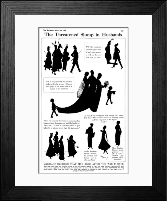 Framed Print : The Threatened Slump in Husbands: post WW1 polgamy imagined Framed Print : The Threatened Slump in Husbands: post WW1 polgamy imagined