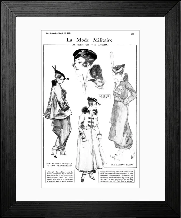 Framed Print : La Mode Militaire, as seen on the riviera - WW1 fashion