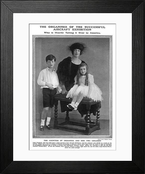 Framed Print : Lady Drogheda & her children, aircraft exhibition 1918 Framed Print : Lady Drogheda & her children, aircraft exhibition 1918