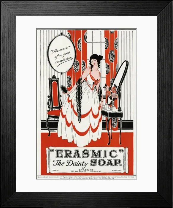 Framed Print : Advet for Erasmic soap 1918 Framed Print : Advet for Erasmic soap 1918