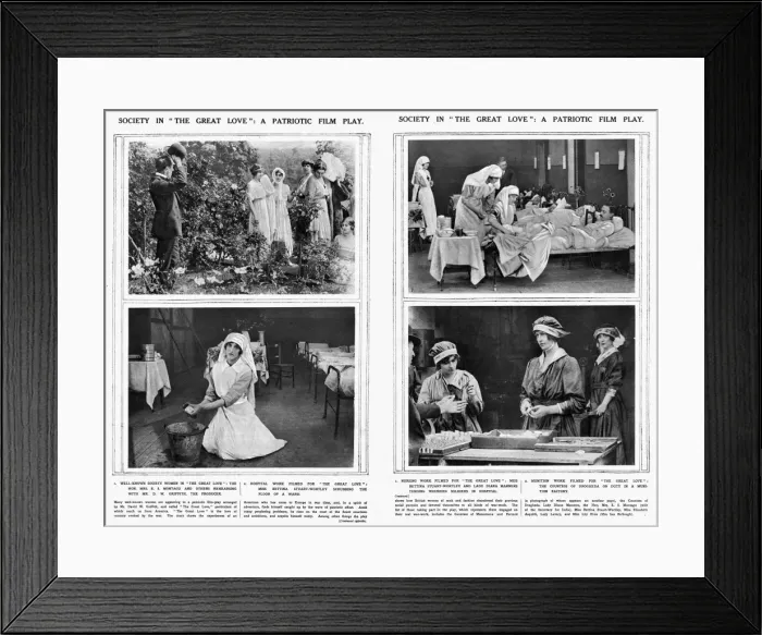 Framed Print : Society ladies in The Great Love - patriotic war film, WW1