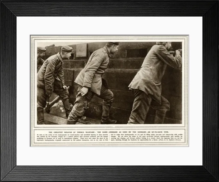Framed Print : German soldiers ready to through hand grenade Framed Print : German soldiers ready to through hand grenade