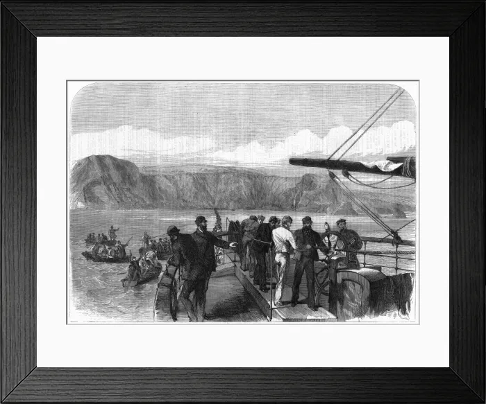 Framed Print : Laying the shore end of the Atlantic telegraph cable Framed Print : Laying the shore end of the Atlantic telegraph cable