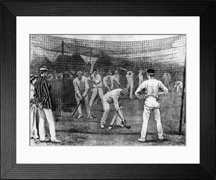 Framed Print : Nets practice at the Lords Cricket Ground, London
