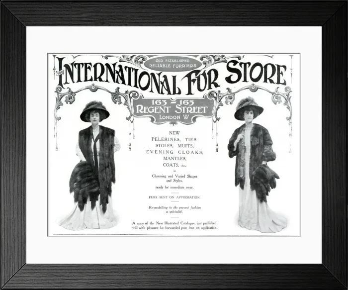 Framed Print : Advert for International Fur Store 1908 Framed Print : Advert for International Fur Store 1908